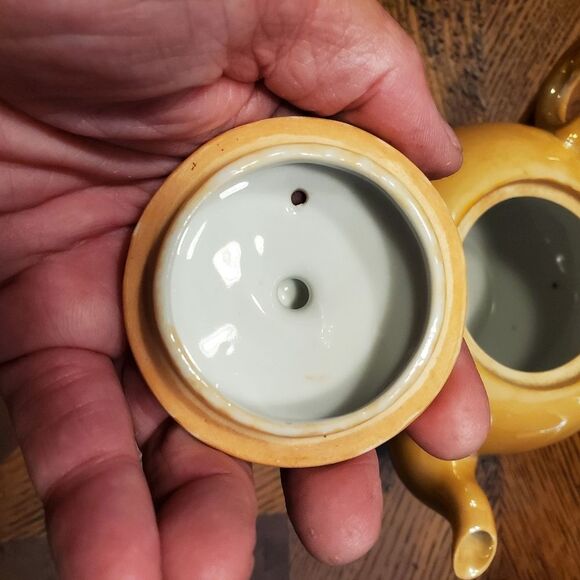 Butterscotch Peach Orange Lusterware Glazed Elite Japan Teapot - Picture 8 of 12